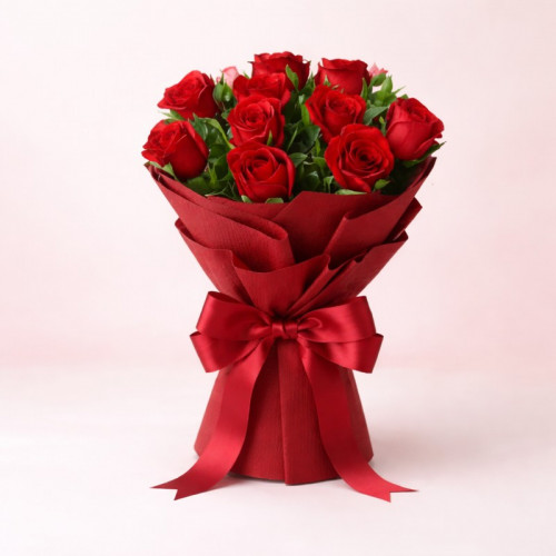 10 Red Roses Bunch - Red rose bouquet