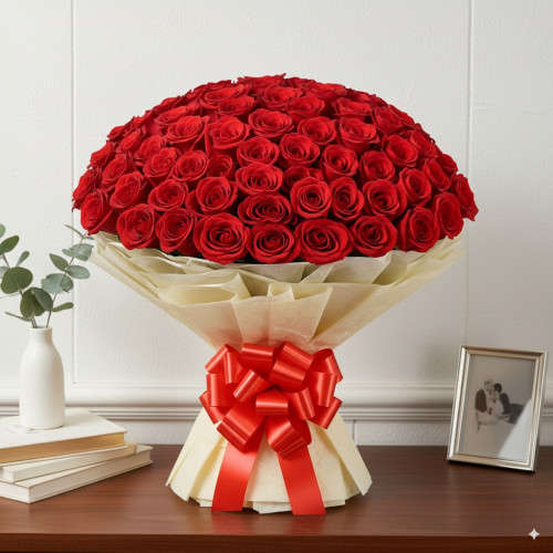 50 Red Roses Bouquet - Red rose bouquet