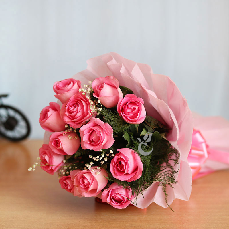 Birthday flowers pink roses bouquet free delivery