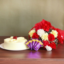 Love Infinite: A Gift Combo of 12 Mix Carnation, 5 Dairy Milk, and 0.5 Kg Butterscotch Cake