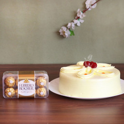 Delicious Combo: A Gift Combo of 16 Ferrero Rocher and 0.5 Kg Butterscotch Cake
