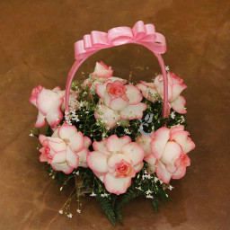 Soft Gaze: A Gift Combo of Basket of 10 Pink Roses